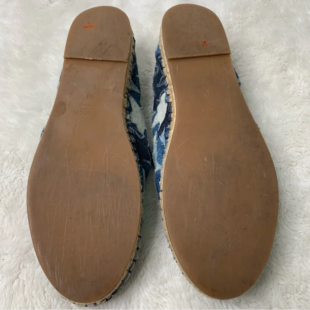 Valentino Garavani Women's Blue Star Print Denim Espadrilles Flats Shoes Size 40